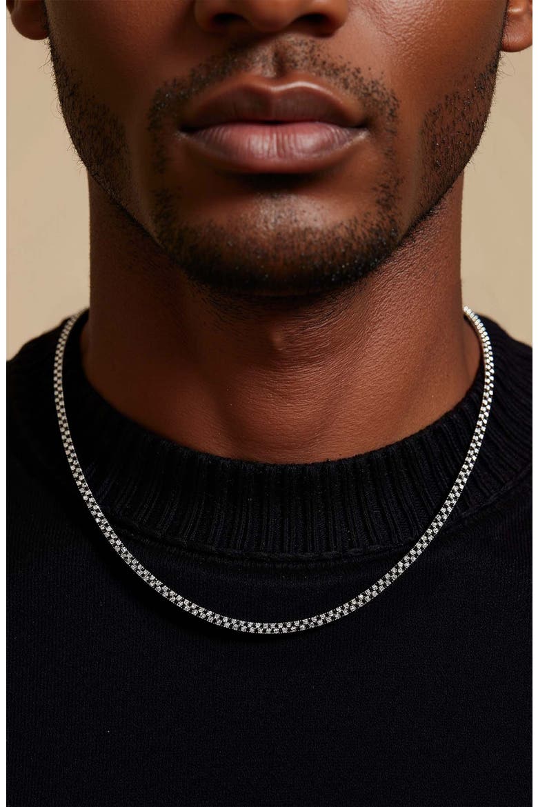 Men's Box Chain Necklace, Alternate, color, SILVER