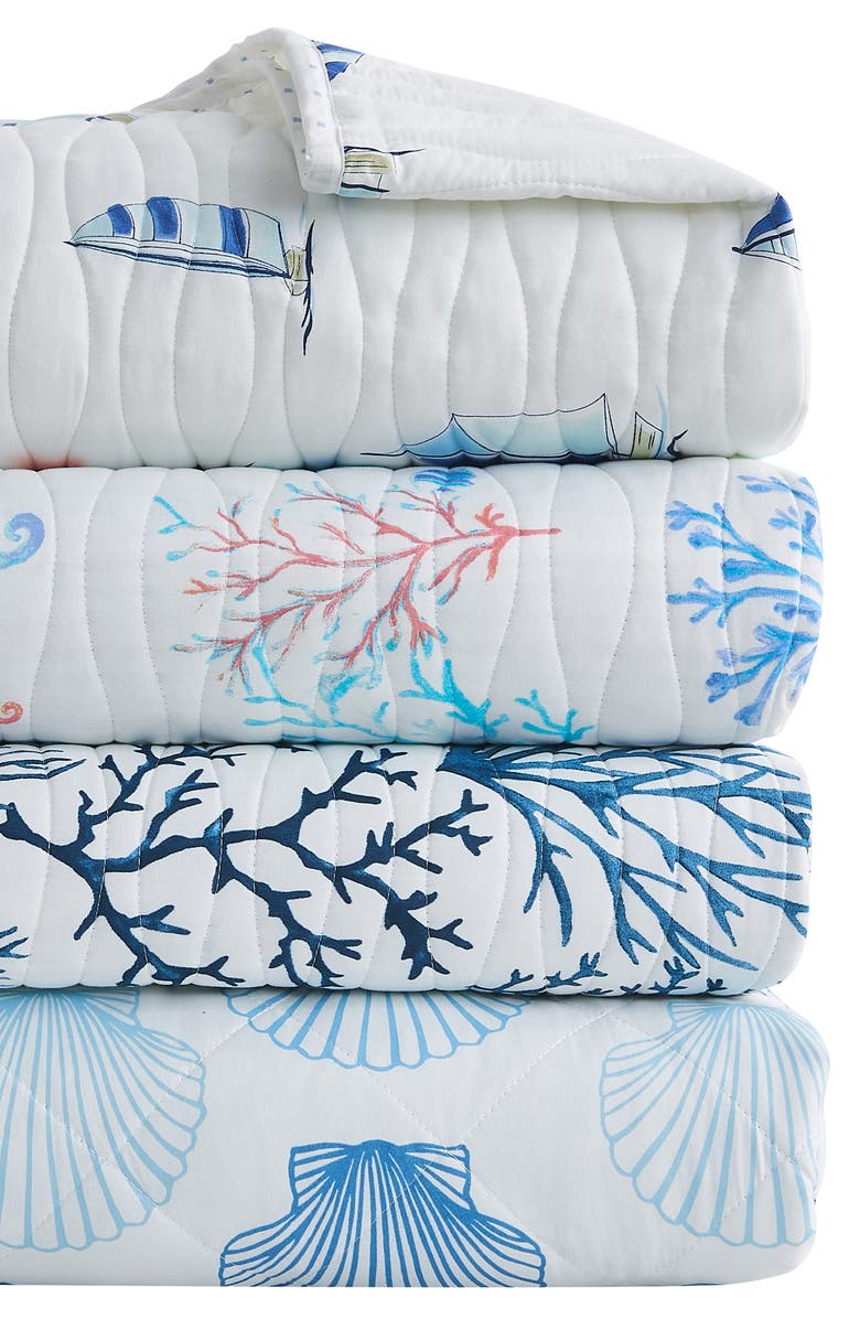 Woven & Weft Sailboat Quilt & Sham Set, Alternate, color, Blue Watercolor Sailboats