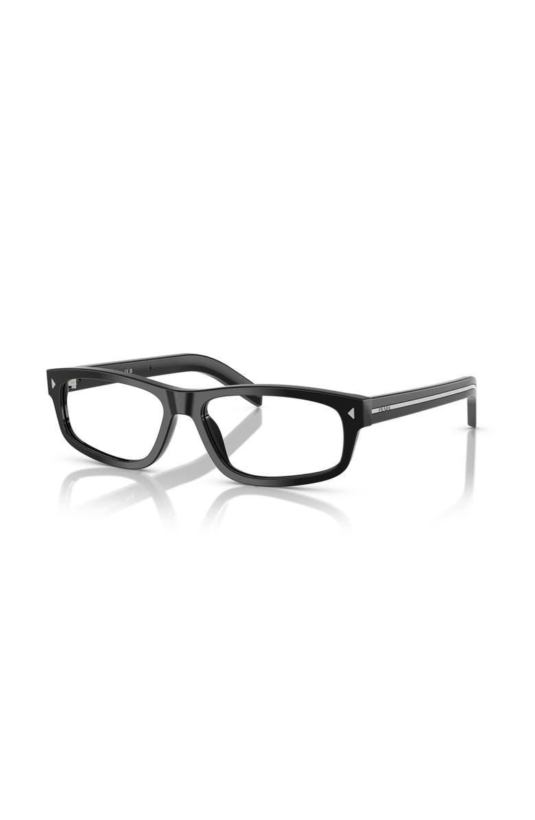 Prada 57mm Rectangle optical glasses, Main, color, Black
