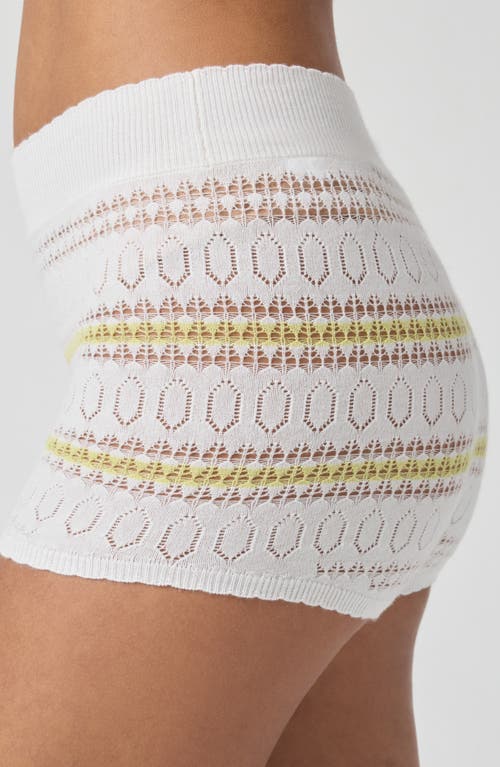 Florence By Mills Stripe Pointelle Pull-on Shorts In White