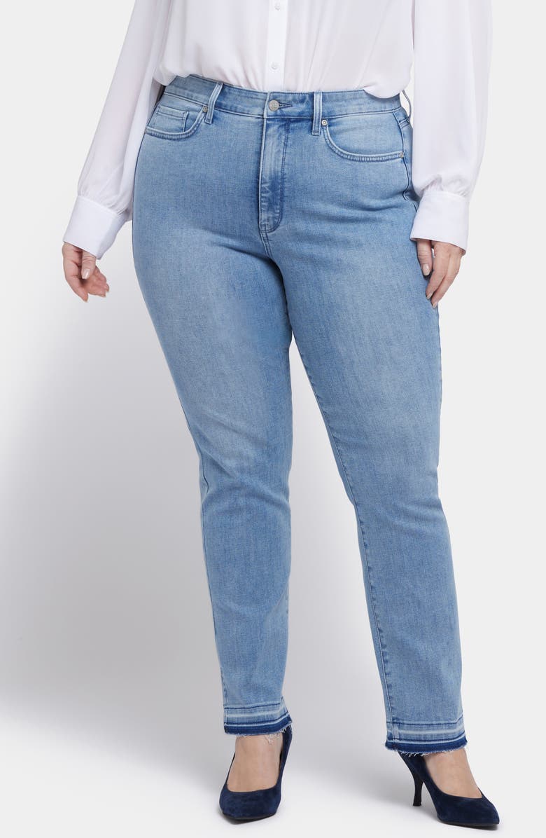 NYDJ Marilyn Release Hem High Waist Straight Leg Jeans, Main, color, 