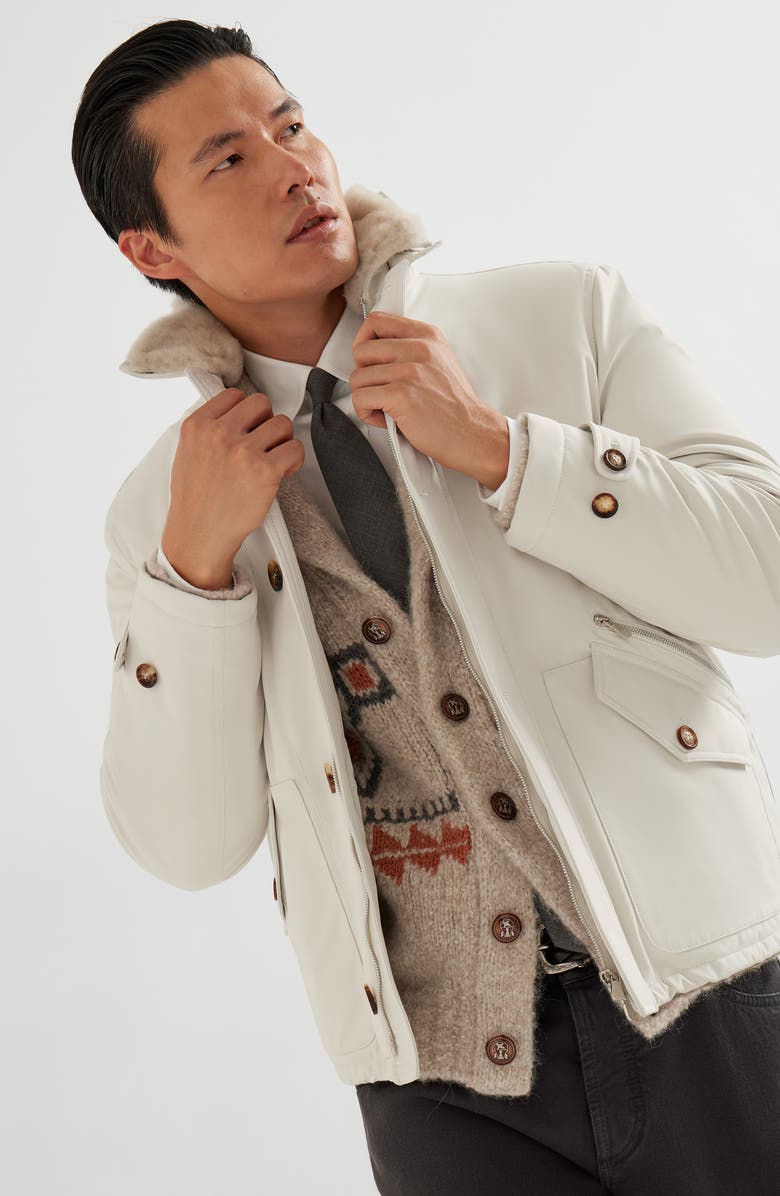 Brunello Cucinelli Bomber jacket with padding, Alternate, color, Panama