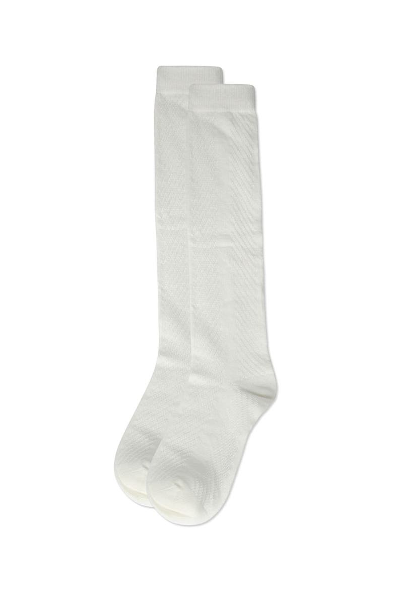 Girls' Pointelle Cotton Blend Knee High Sock, Alternate, color, Winter White