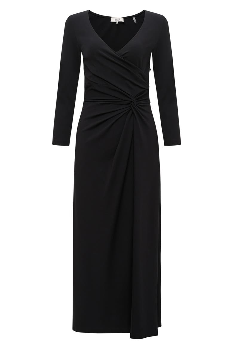 Shiri Gathered Long Sleeve Maxi Dress, Main, color, BLACK