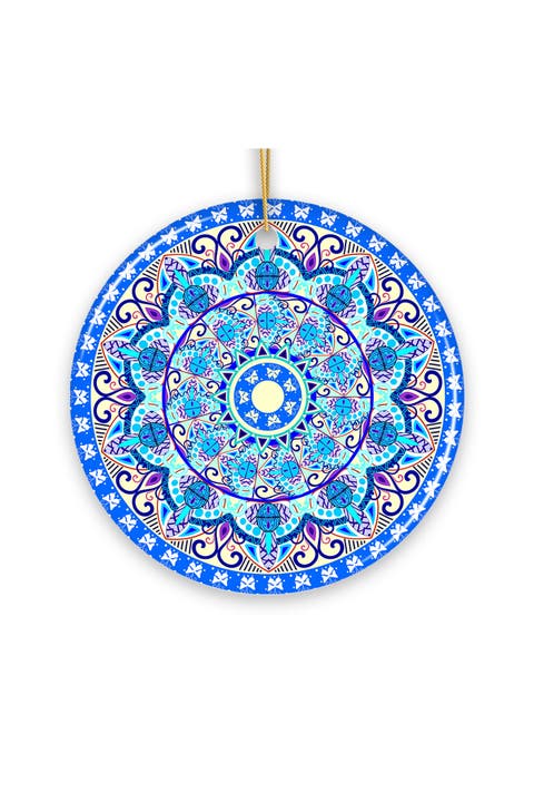 Luminescent Blue Mandala Ceramic Ornament