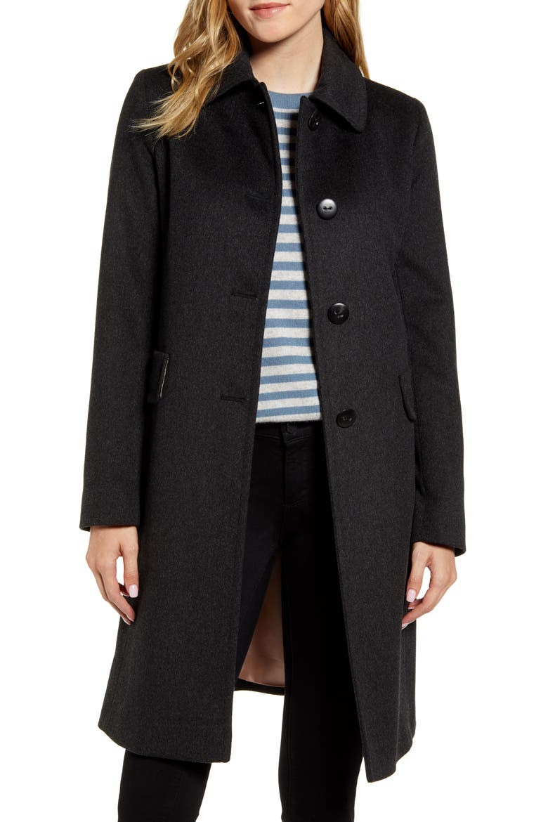 Single Breasted Wool Reefer Coat, Main, color, OXFORD