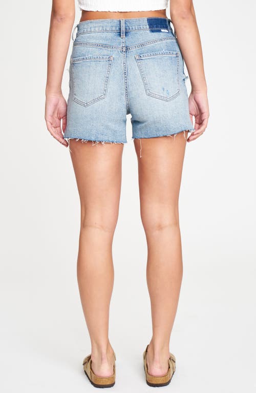 DAZE DAZE BOTTOM LINE RIPPED HIGH WAIST DENIM CUTOFF SHORTS 