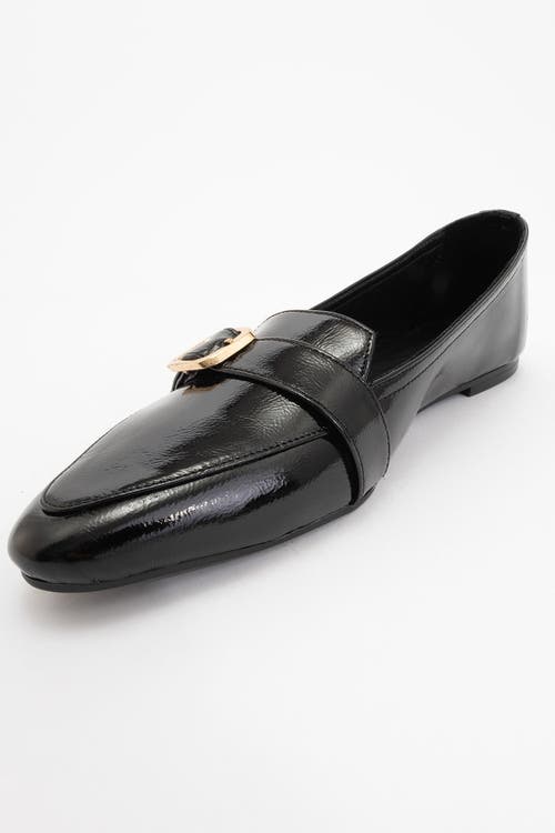 Forever & Always Shoes Zarina Pointed Toe Leather Flats In Black Patent Leather