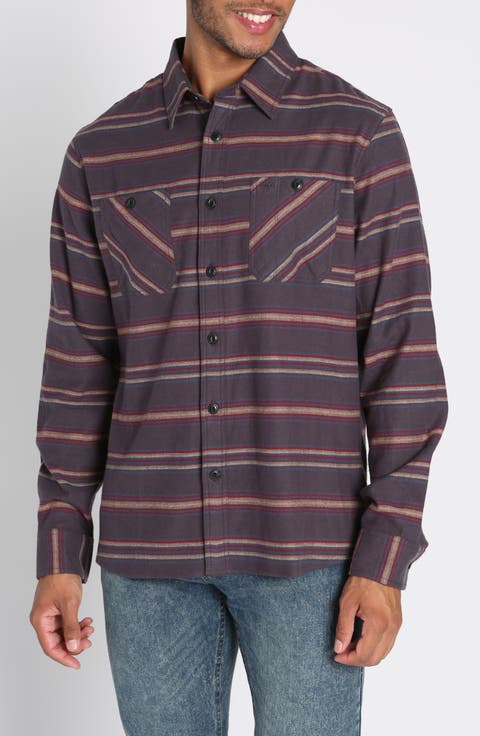 Stripe Flannel Button-Up Shirt
