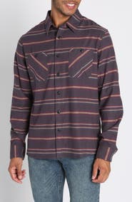 JACHS Stripe Flannel Button-Up Shirt