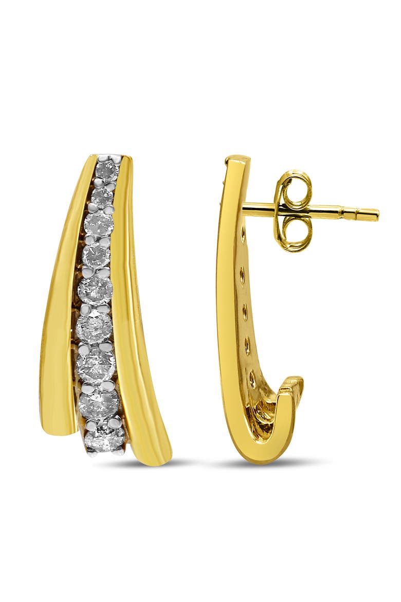 10K Yellow Gold Plated Silver 1.00 Ct Diamond Graduated Huggie Stud Earrings, Alternate, color, Yellow