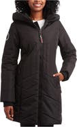 CANADA WEATHER GEAR Women's Long Puffer Jacket With Faux Fur Trim