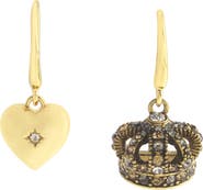 Kurt Geiger London Crown & Heart Mismatched Drop Earrings