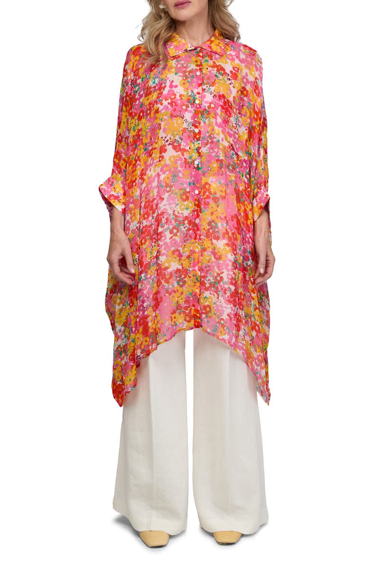 Floral Print Cover-Up Kaftan, Main, color, PINK COMBO