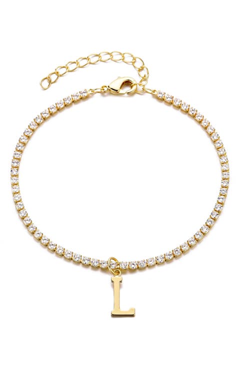 Initial Charm Tennis Bracelet