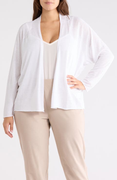 Organic Linen & Organic Cotton Open Front Cardigan (Plus)