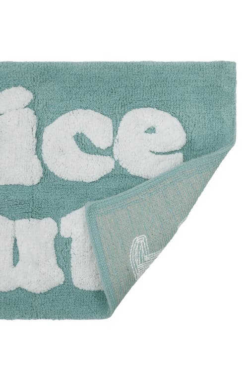 Jessica Simpson Cotton Bath Rug In Aqua/white
