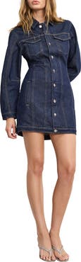 Good American Long Sleeve Denim Minidress