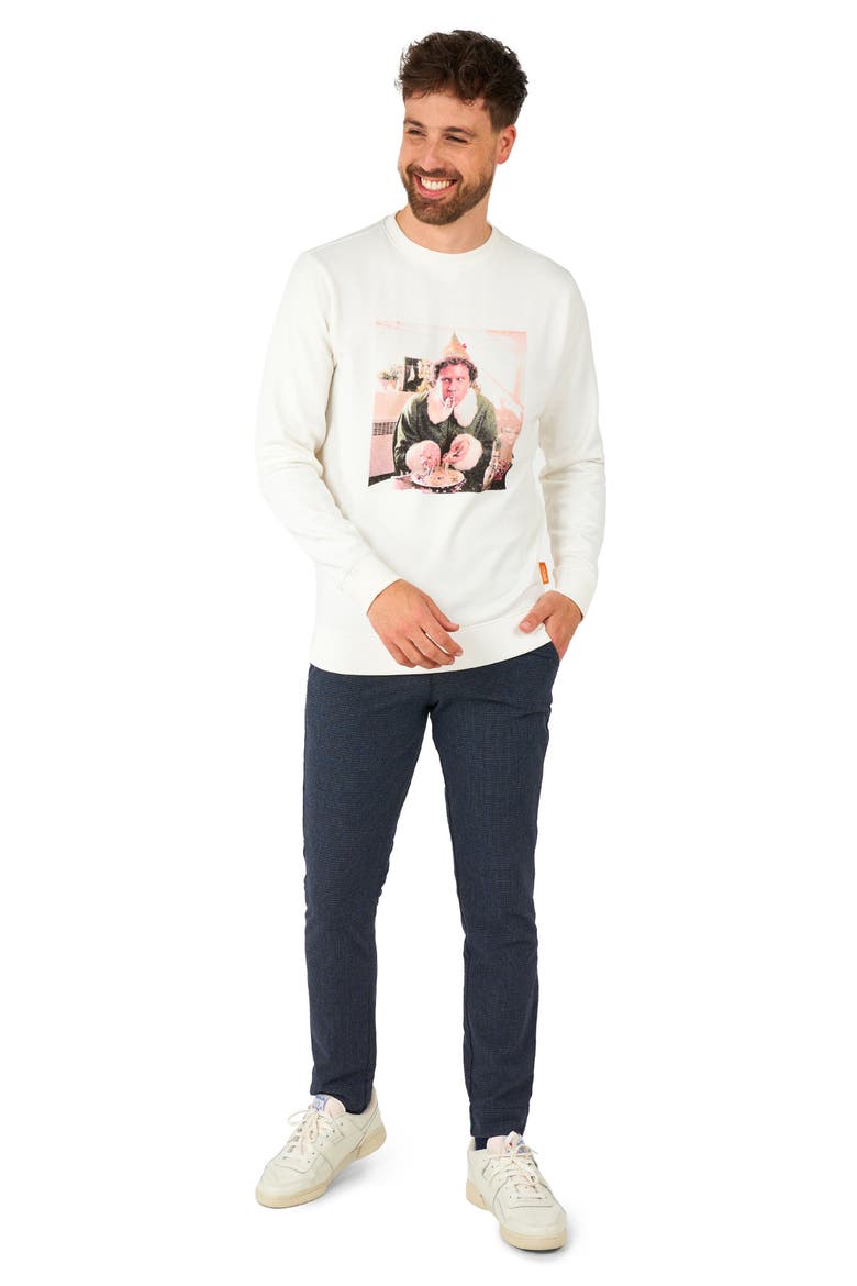 Elf Buddy's Dinner Graphic Sweatshirt, Alternate, color, GREY