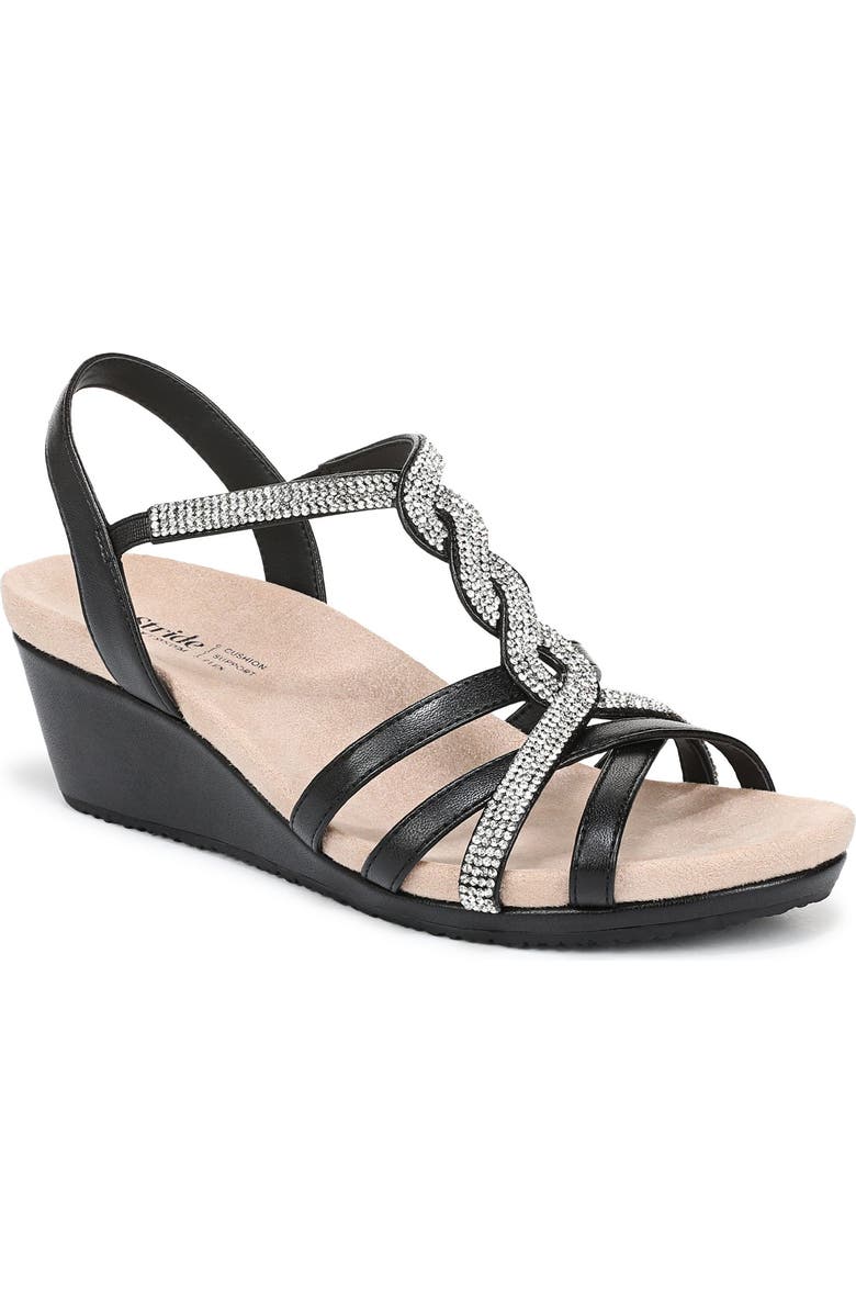 LifeStride Miami Slingback Wedge Sandal, Main, color, Black