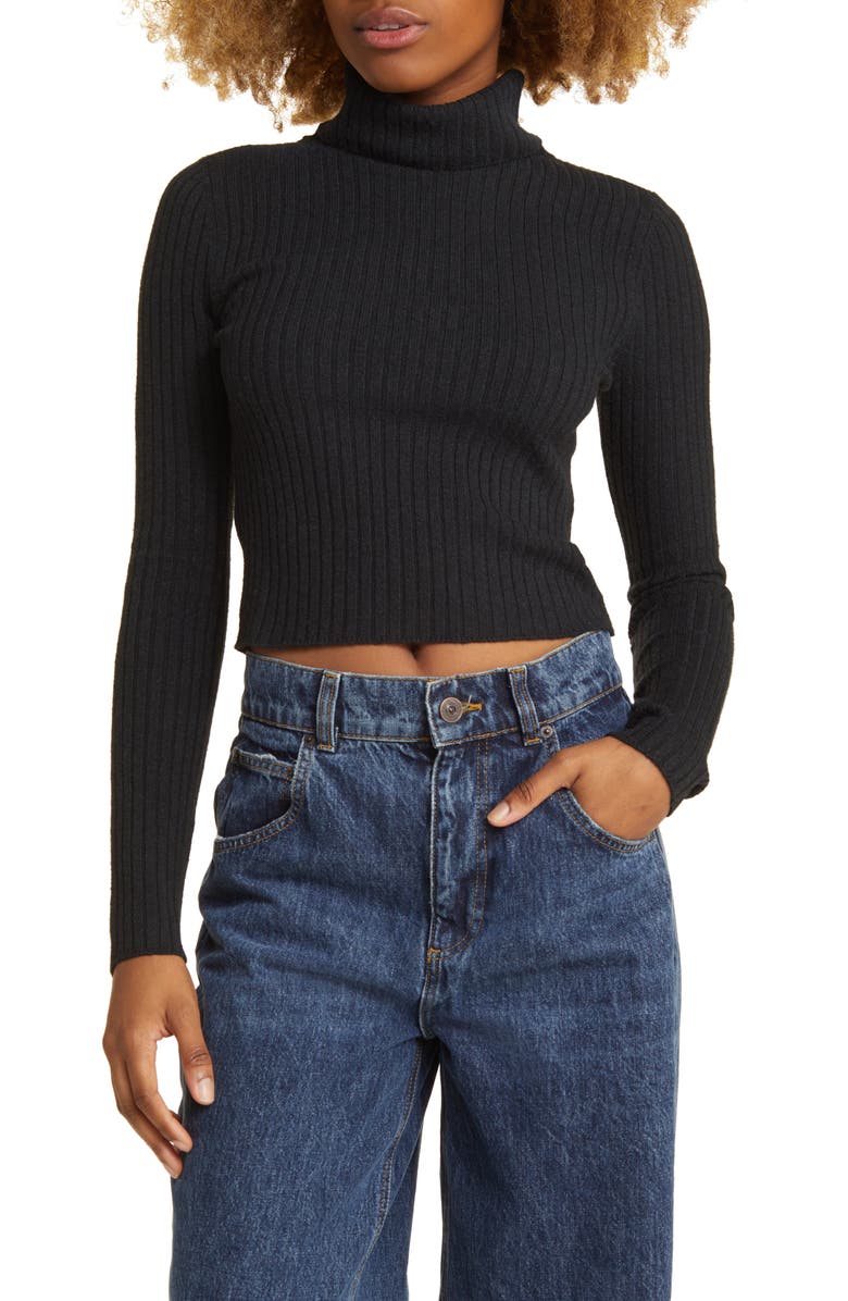 BP. Rib Crop Turtleneck Sweater, Main, color, 