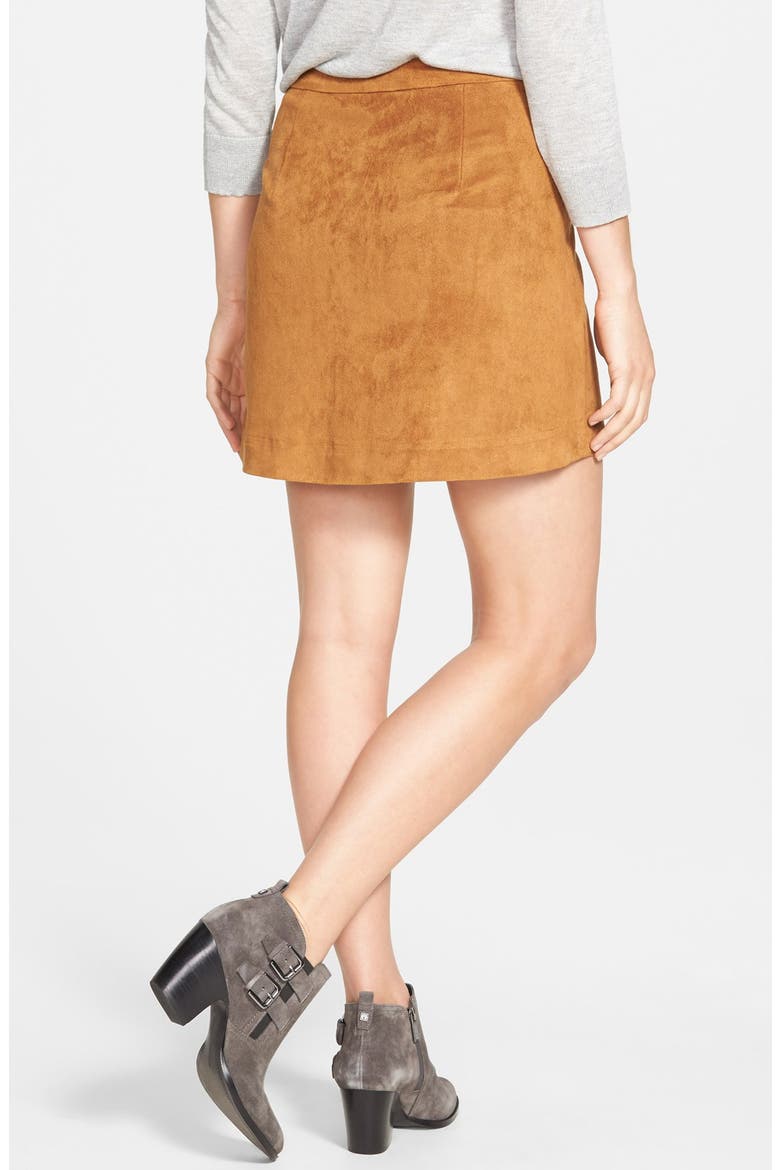 Faux Suede A-Line Miniskirt, Alternate, color, CEDAR