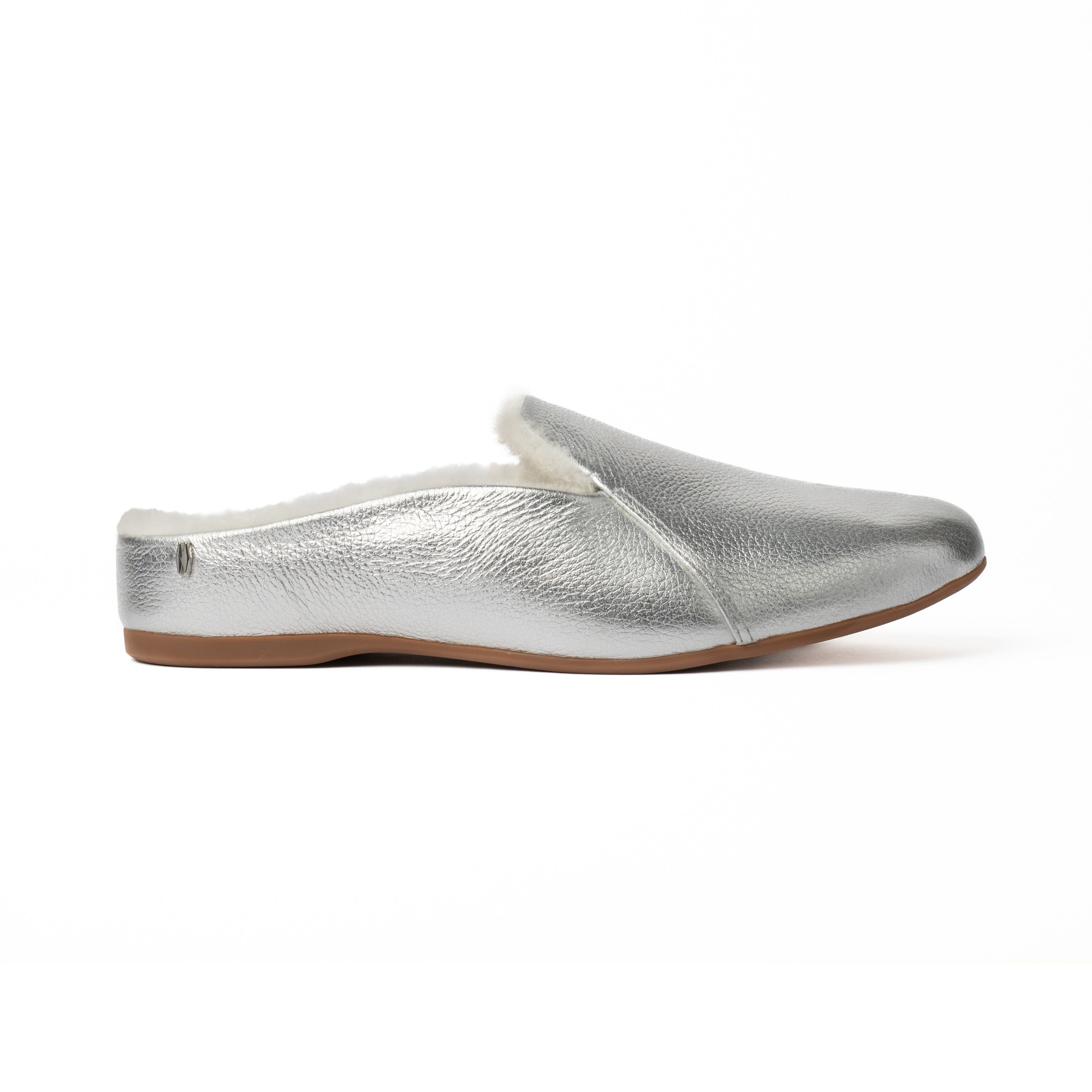 Maya Mule - Arch Support 100% Genuine Shearling Slippers, Alternate, color, Silver
