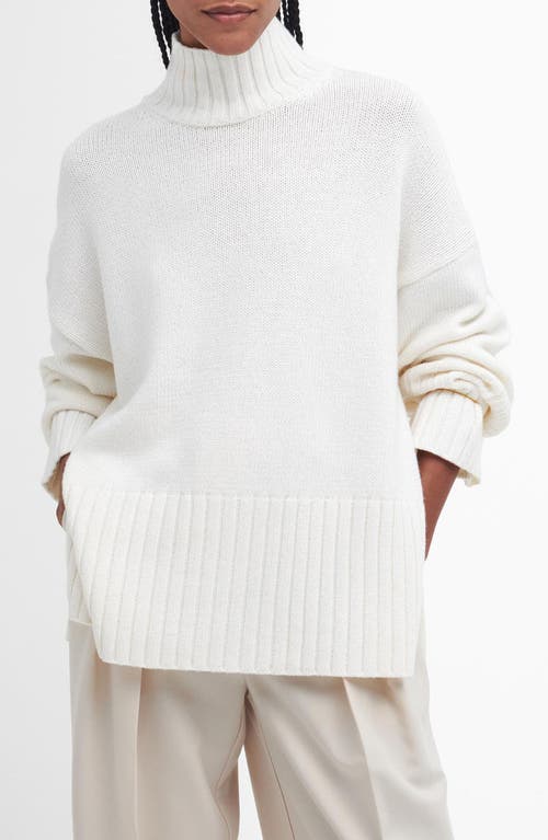 Barbour Serena Cotton & Wool Blend Turtleneck Sweater In Cloud White