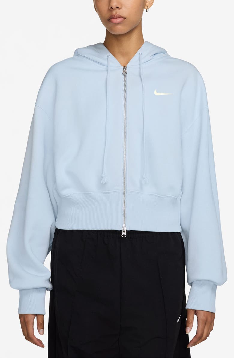 Nike Sportswear Phoenix Fleece Crop Hoodie, Main, color, Blue Tint/ Sail