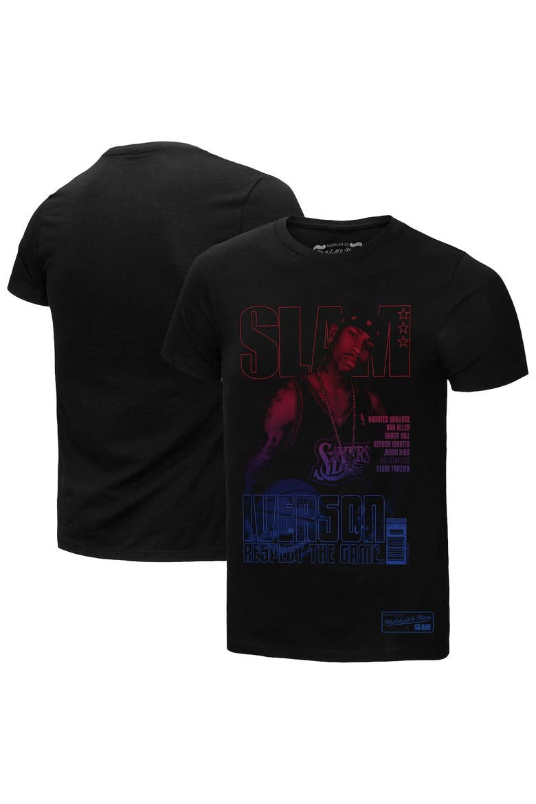Men's Mitchell & Ness Allen Iverson Black Philadelphia 76ers SLAM Gradient T-Shirt, Alternate, color, Black