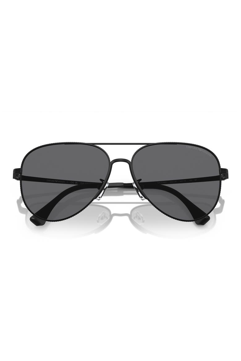 60mm Polarized Pilot Sunglasses, Alternate, color, MATTE BLACK / POLAR GREY