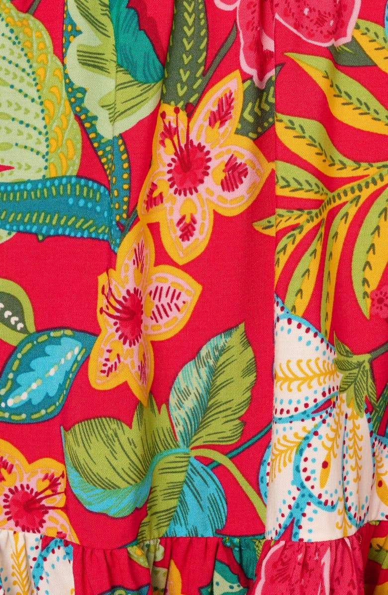 Adrianna Papell Mixed Floral Print Long Sleeve Dress, Alternate, color, Red Multi