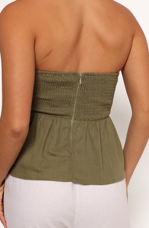 Petal And Pup Petal & Pup Maia Strapless Linen Blend Top In Green