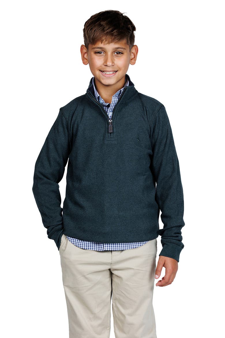 Kids' Knit Quarter-Zip Pullover, Alternate, color, HUNTER GREEN HEATHER