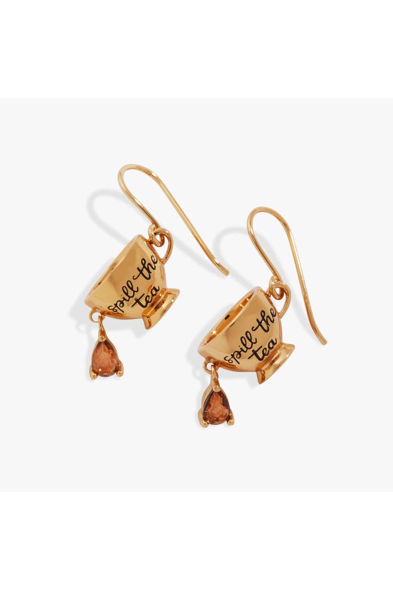 'Spill the Tea' Cup Drop Earrings, Main, color, Gold