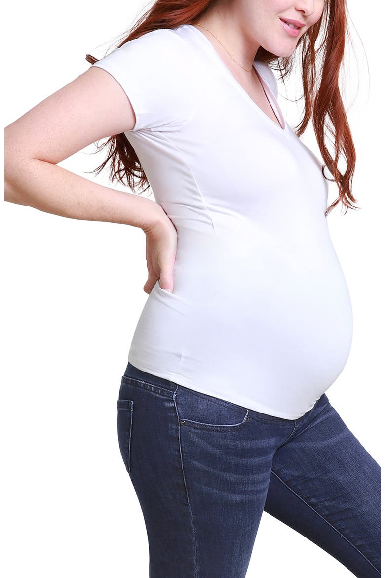 Ingrid & Isabel® Maternity V-Neck T-Shirt, Alternate, color, WHITE