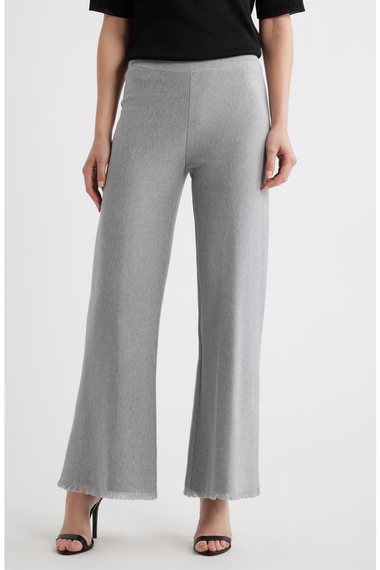 Valley Fray Hem Wide Leg Knit Pants, Main, color, LIGHT GREY