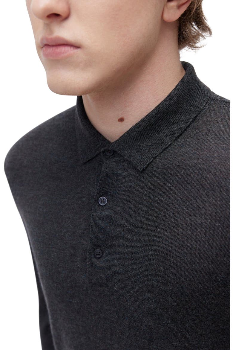 Men's Cashmere Silk Polo, Alternate, color, charcoal