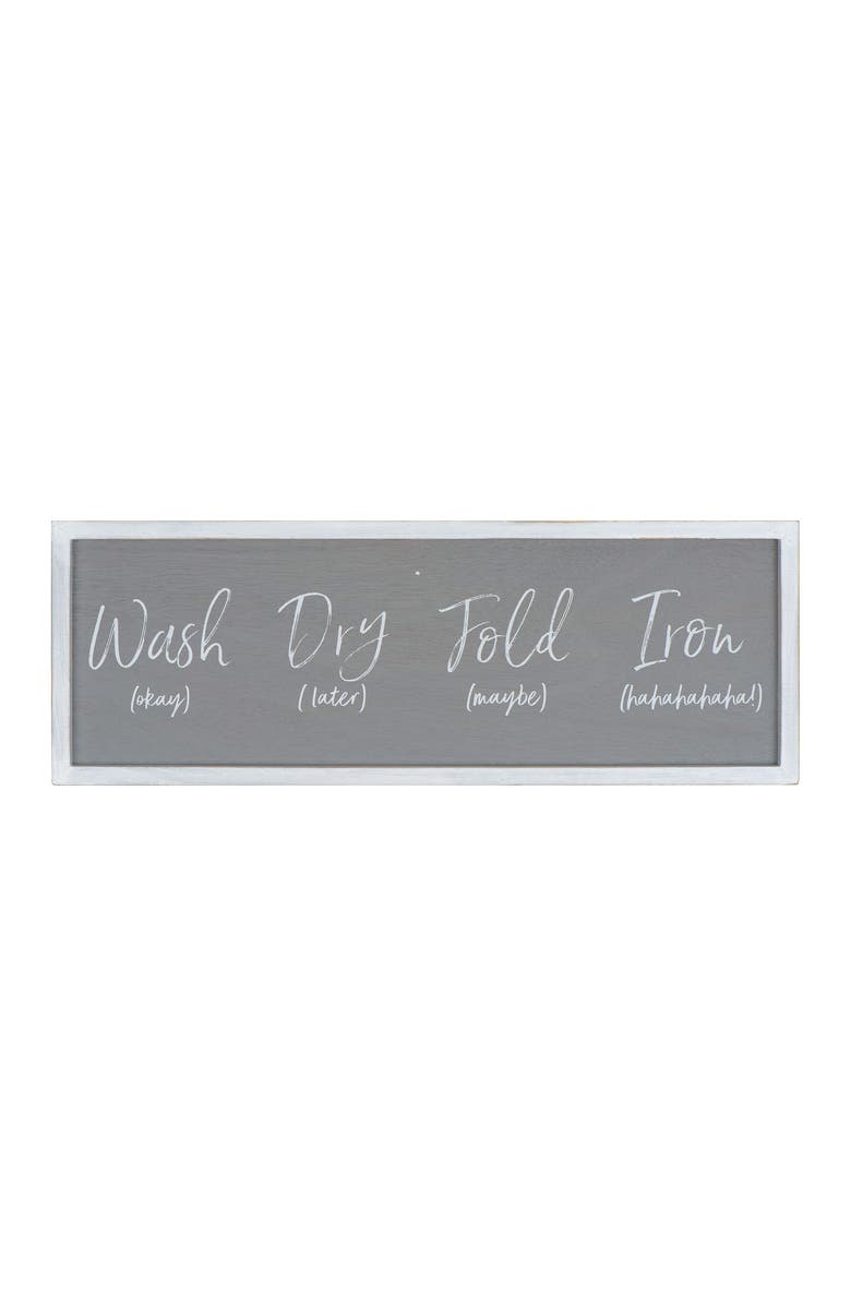 Storied Home Grey "Wash ... Fold 
maybe
 Iron 
hahaha
" Wood Framed Wall Decor, Main, color, Grey