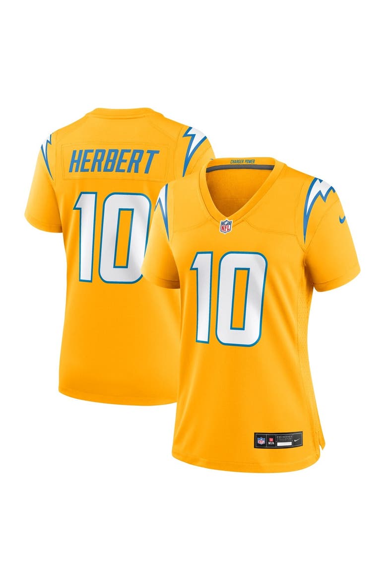 Women's Nike Justin Herbert Gold Los Angeles Chargers Alternate Charger Power Game Jersey, Main, color, Gold