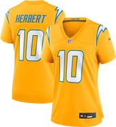 Nike Women's Nike Justin Herbert Gold Los Angeles Chargers Alternate Charger Power Game Jersey