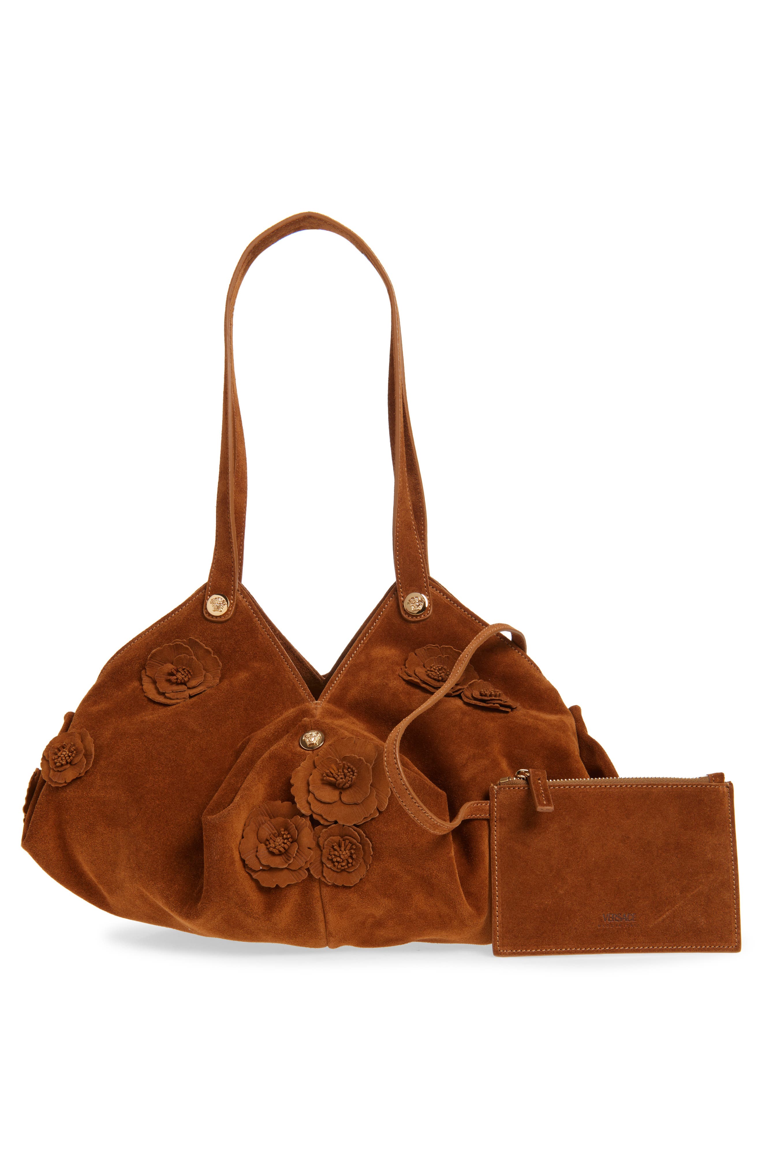 Versace Medusa 95 Rosette Suede Hobo Bag, Alternate, color, 