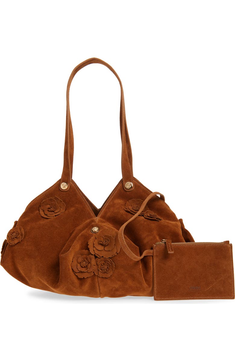 Versace Medusa 95 Rosette Suede Hobo Bag, Alternate, color,