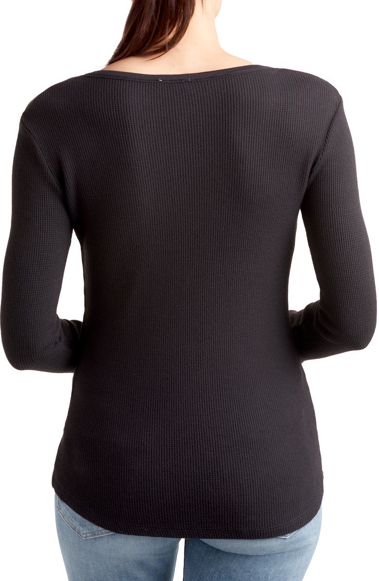 Splendid Classic Thermal Henley, Alternate, color, Black