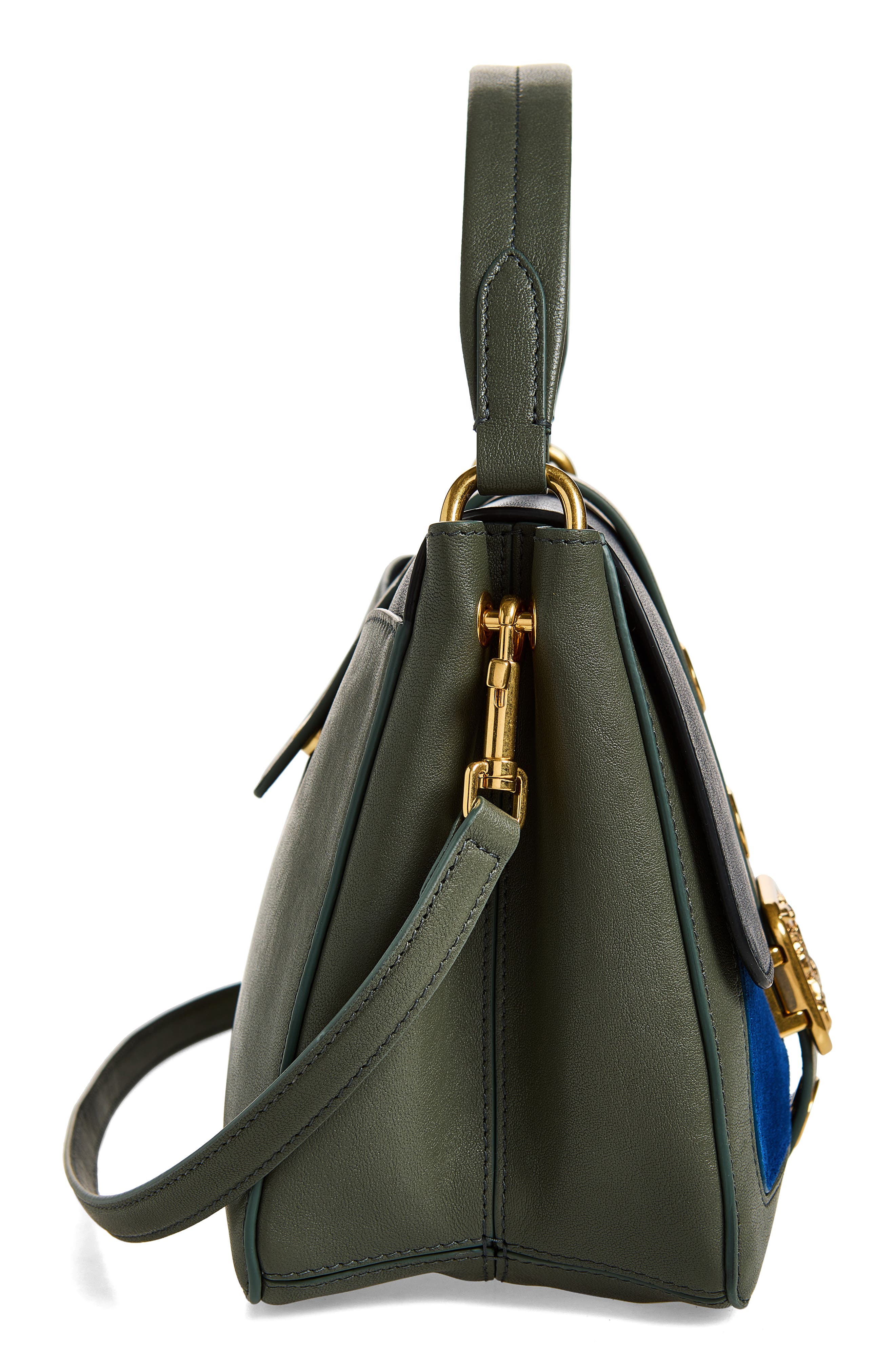 Burberry Small Rider Colorblock Leather Top Handle Bag, Alternate, color, Indigo/ Sf Blue/ Aqua