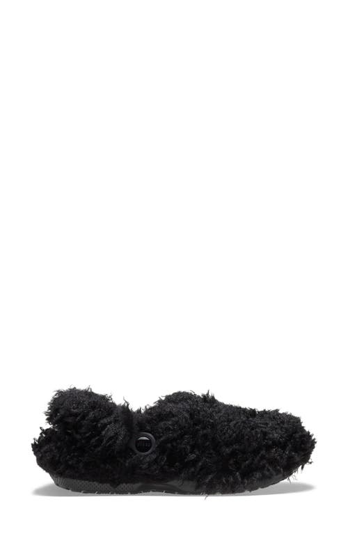 Crocs Classic Shaggy Faux Fur Lined Clog In Black