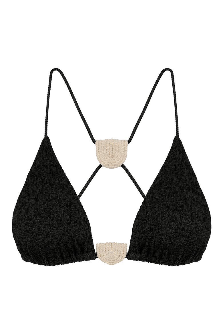 Firenze Yara T-Back Bikini Top, Alternate, color, BLACK
