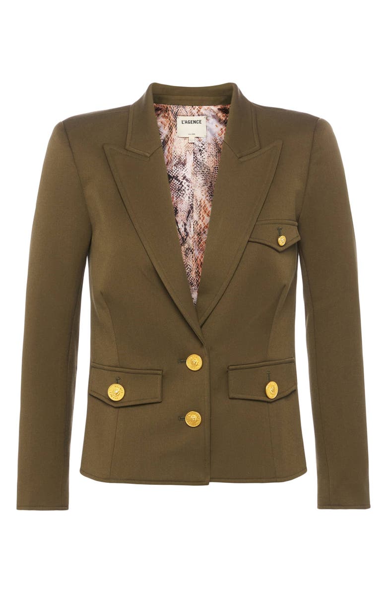 L
AGENCE Wylla Structured Blazer, Alternate, color, Pine/ Multi Western Snake