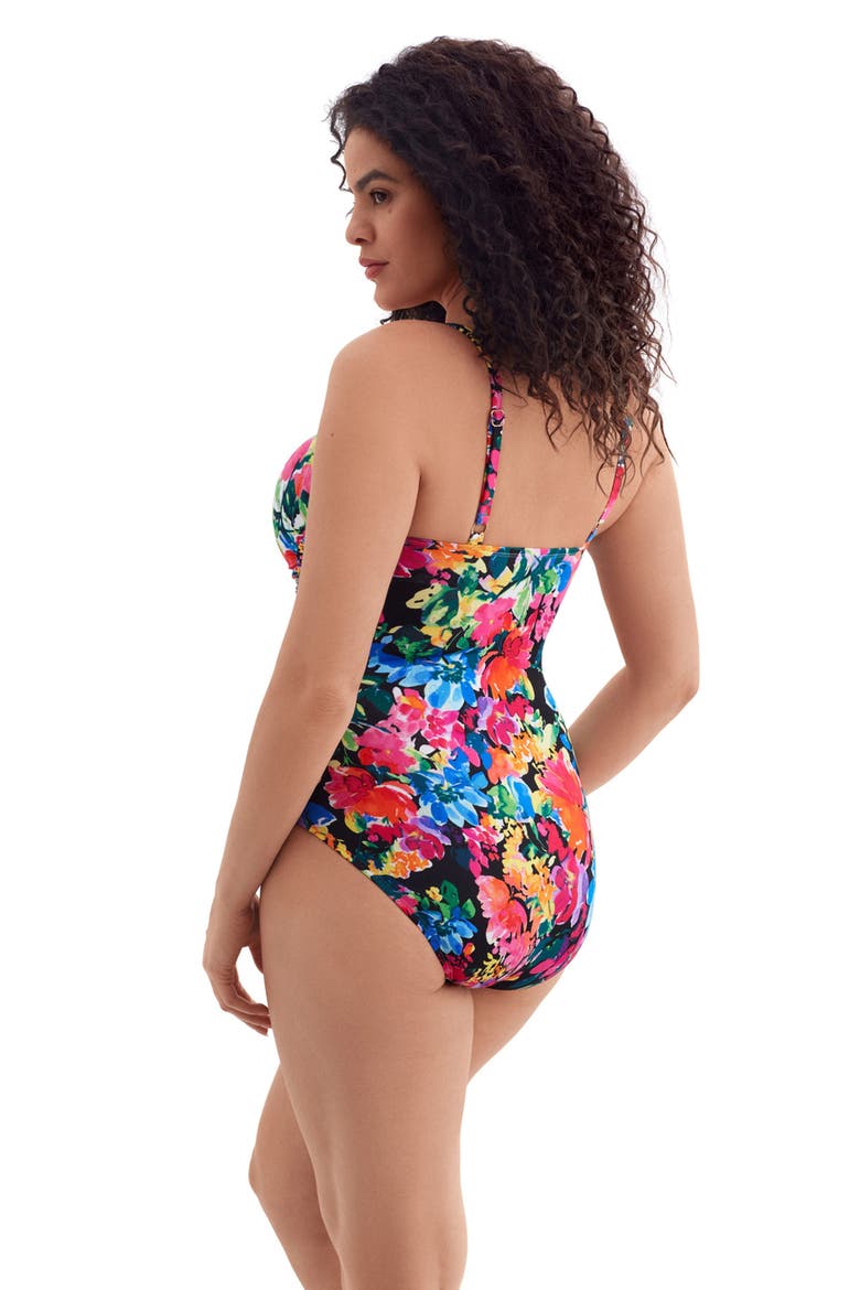 Shirred Sweetheart Tank Long Torso One-Piece Swimsuit, Alternate, color, Blooming Bouquet