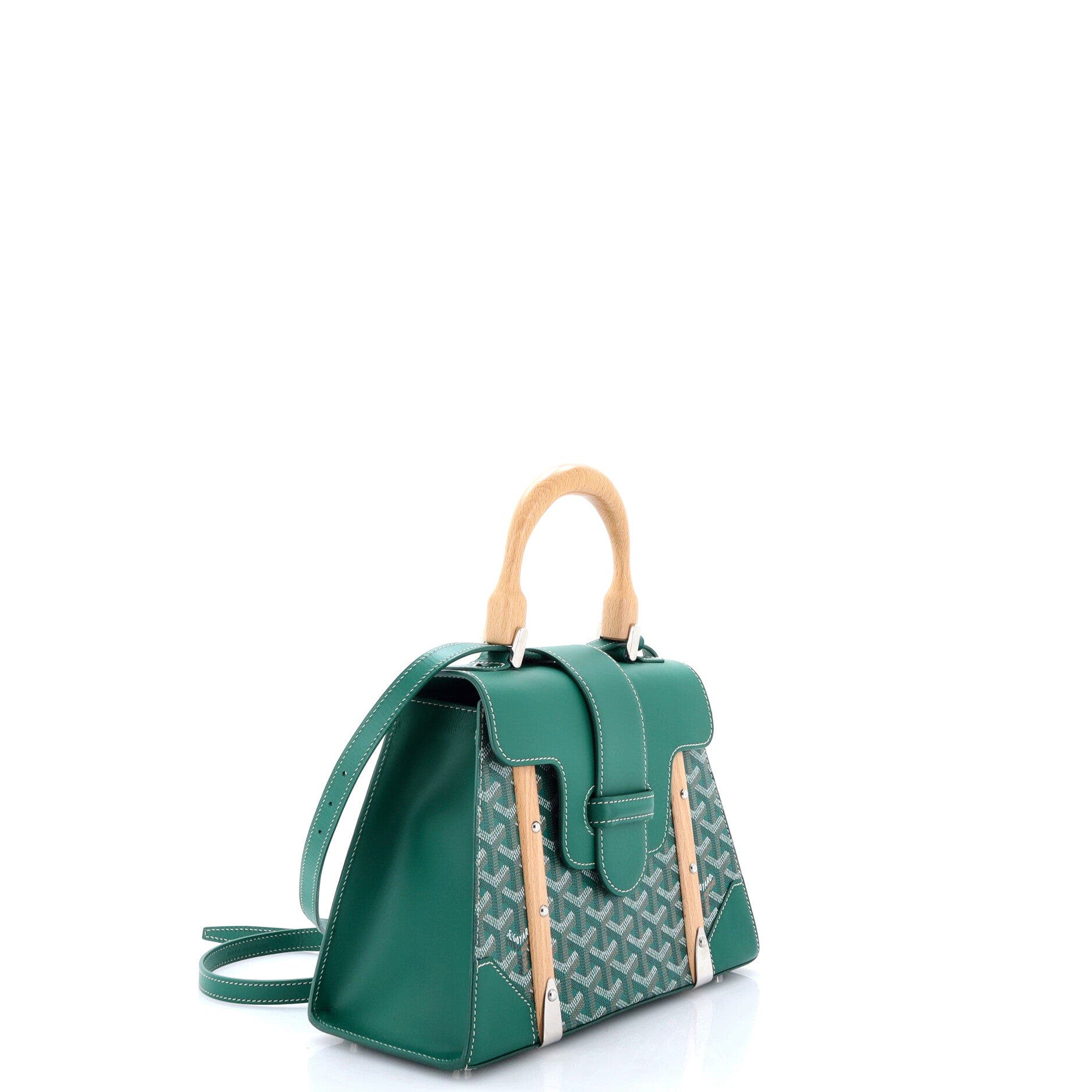 Saigon Top Handle Bag Coated Canvas with Leather PM, Alternate, color, Green